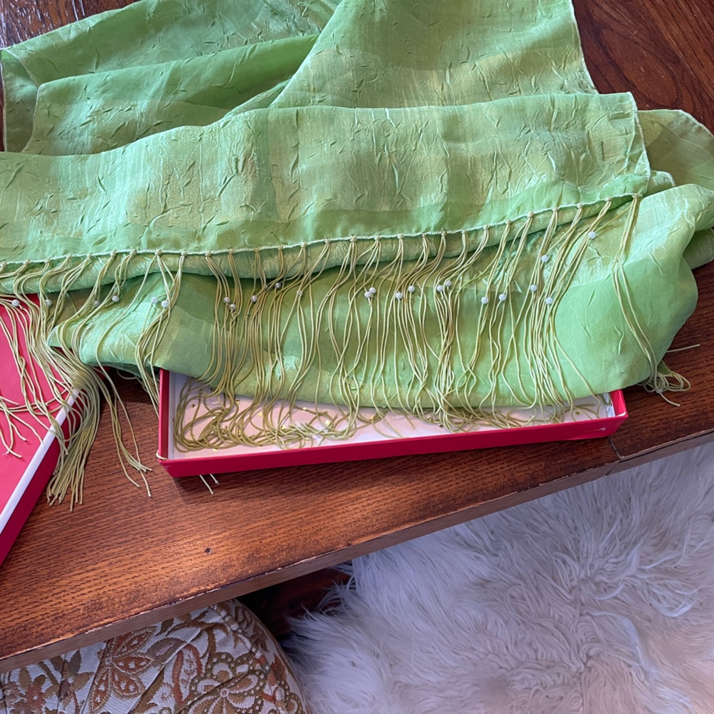 Beautiful Green Fringed Scarf